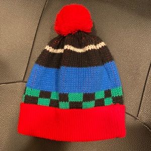Multicolored pom beanie